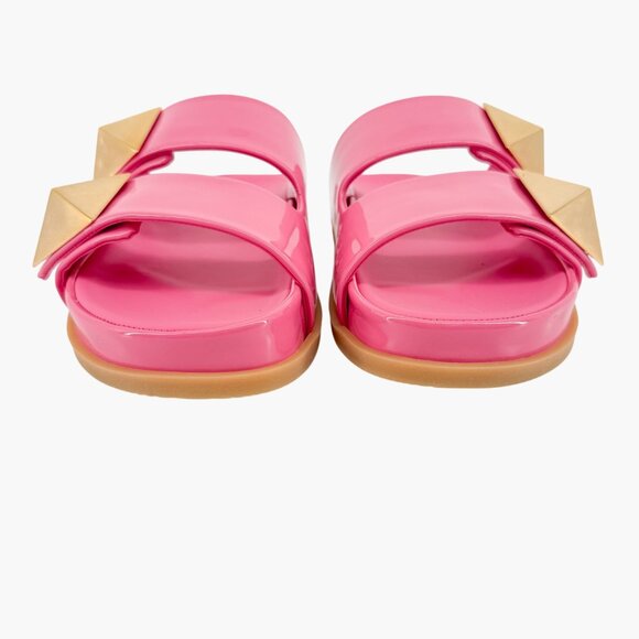 Valentino Garavani One Stud Slide Sandals EU 38 US 8 Pink Patent Flat Mule - Picture 6 of 14